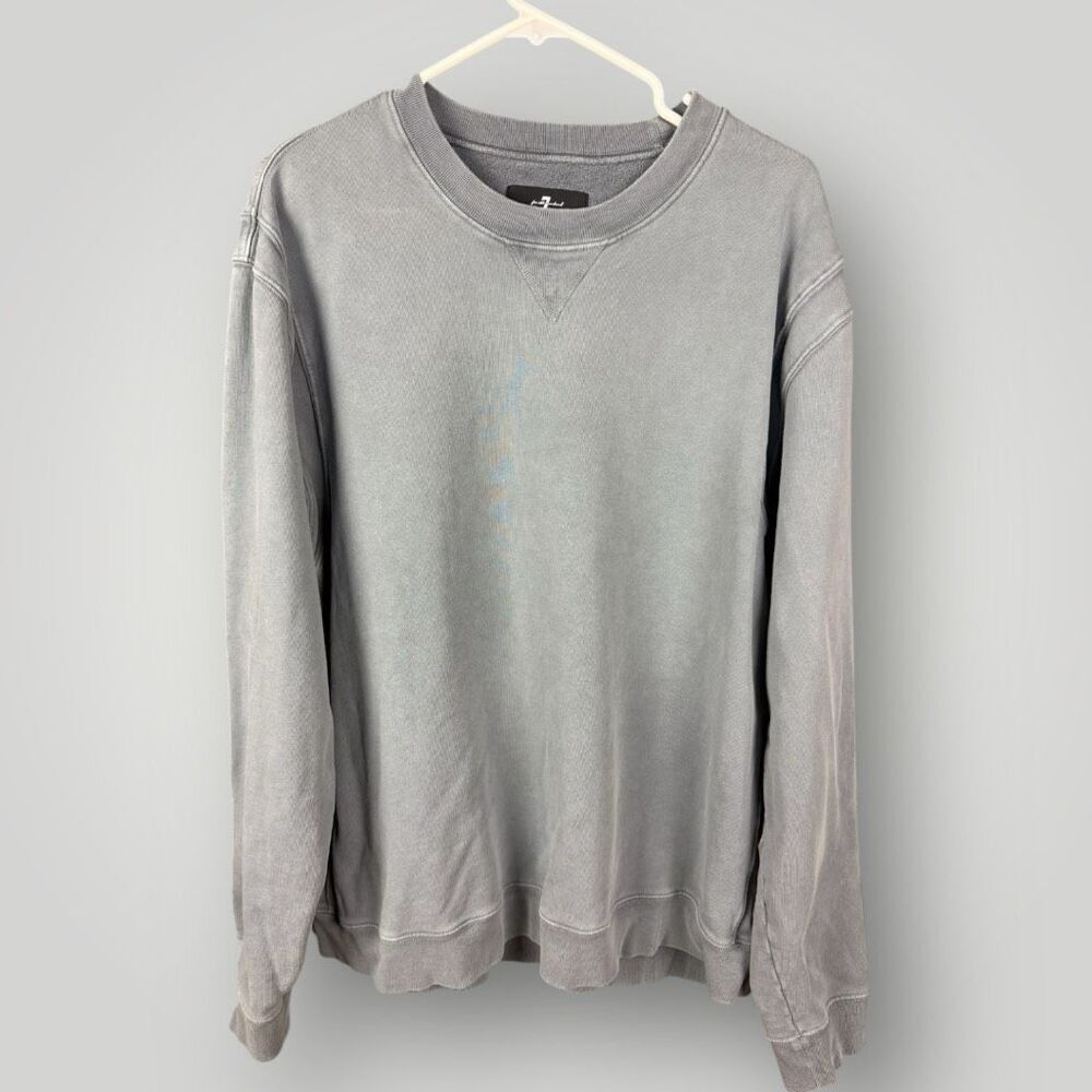 7 FOR ALL MANKIND Grey 100% Cotton Crewneck Pullover Sweatshirt | XL